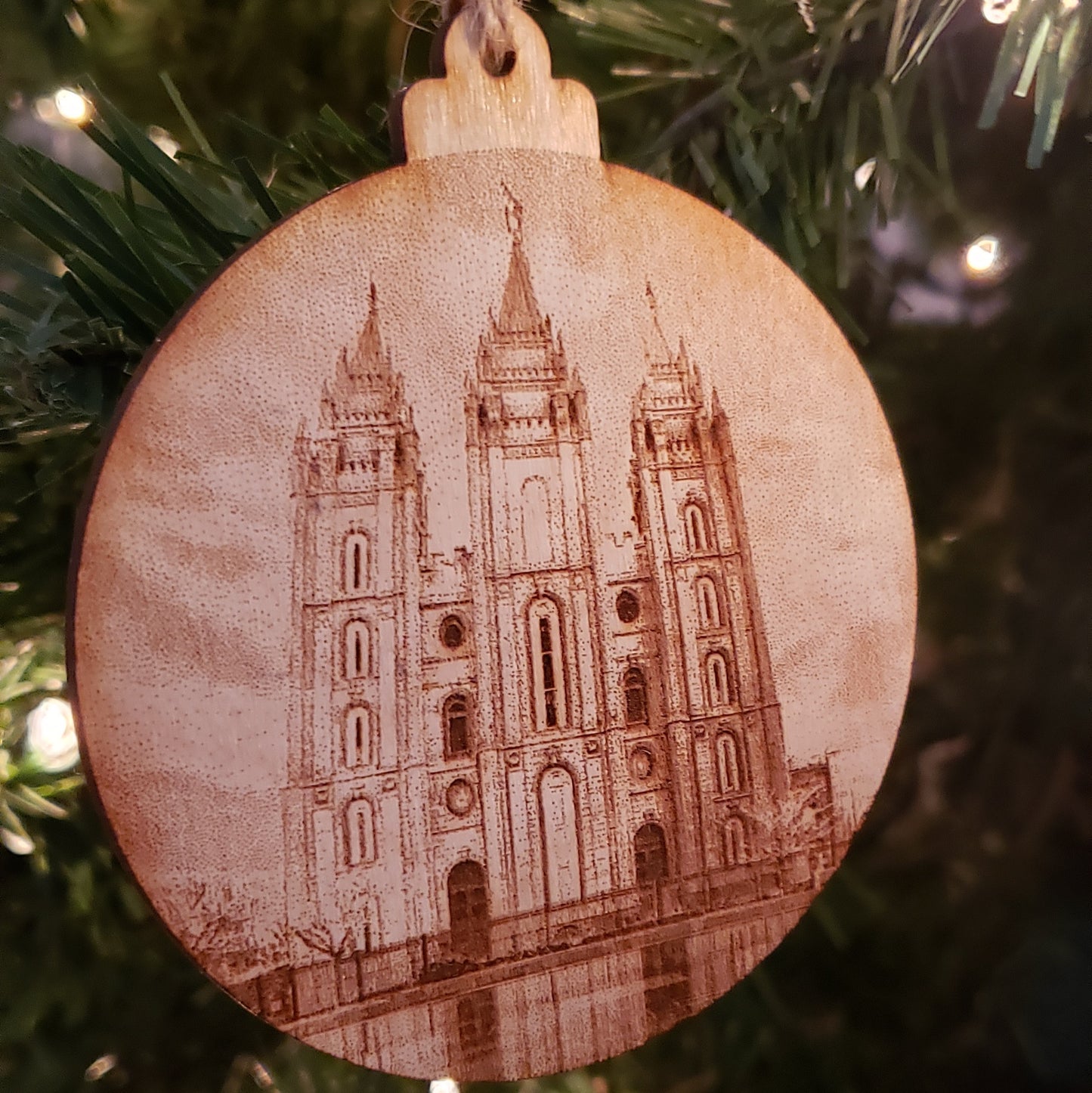 Salt Lake City Utah LDS Temple Reflection Pool Original Wooden Laser Engraved Art