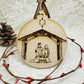 Mary, Joseph, and Baby Jesus Manger Nativity Scene Laser Engraved Wooden Ornament