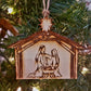 Mary, Joseph, and Baby Jesus Manger Nativity Scene Laser Engraved Wooden Ornament